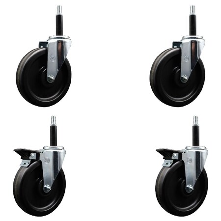 Service Caster 6'' Phenolic Wheel Swivel 3/4'' Expand Stem Caster Set 2 Brakes, 4PK SCC-EX20S615-PHS-2-PLB-2-34